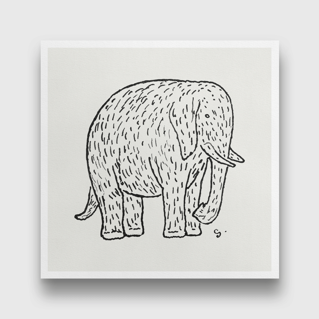 Elephant Painting 1 : 1 Square Premium Wall Art Canvas by MeriDeewar