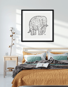 Elephant Painting 1 : 1 Square Premium Wall Art Canvas by MeriDeewar