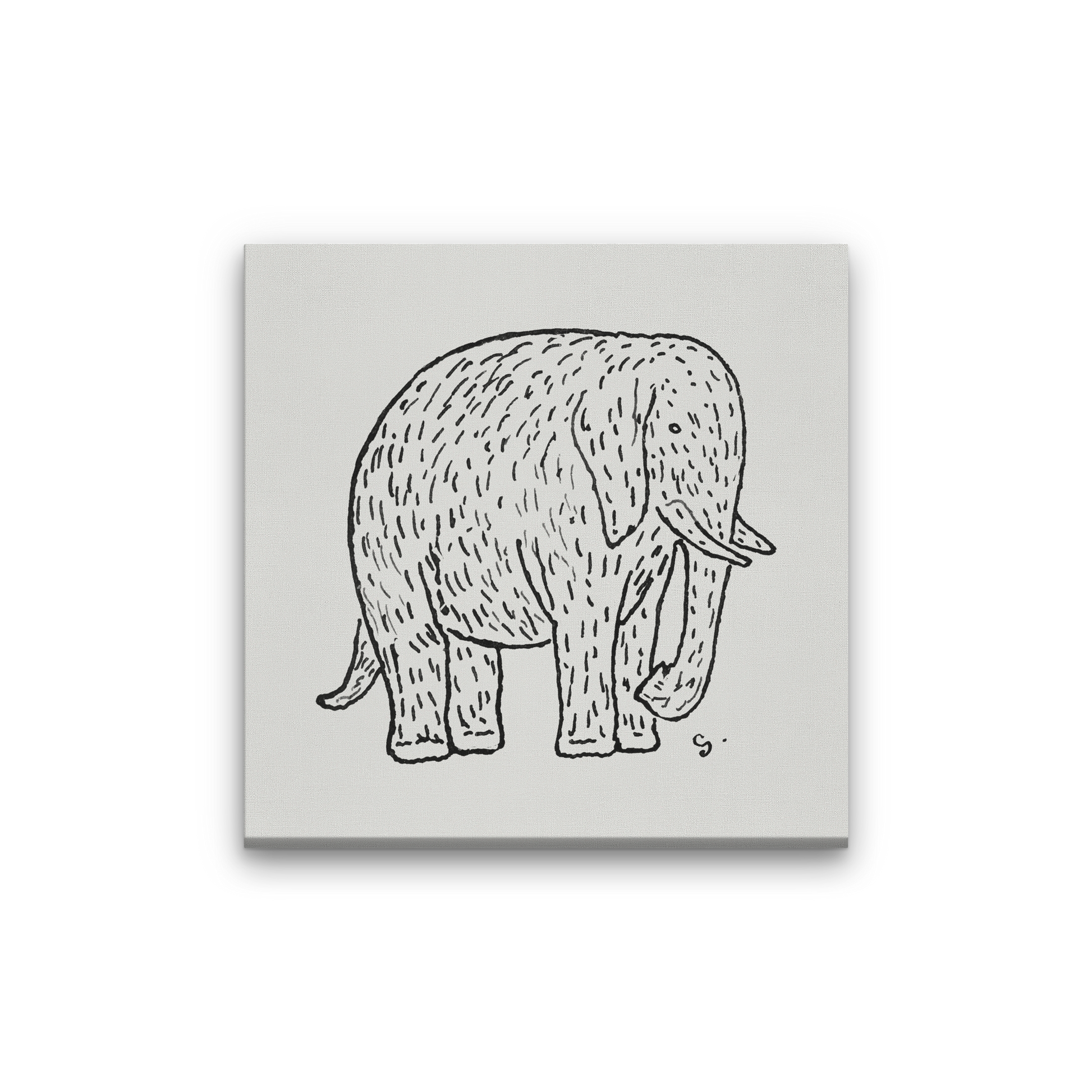 Elephant Painting 1 : 1 Square Premium Wall Art Canvas by MeriDeewar