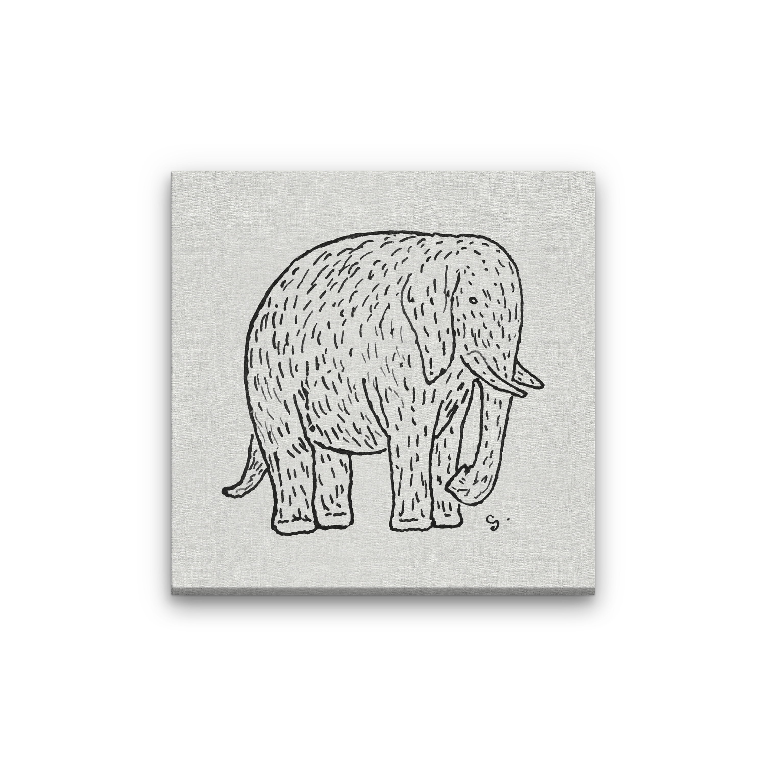 Elephant Painting 1 : 1 Square Premium Wall Art Canvas by MeriDeewar
