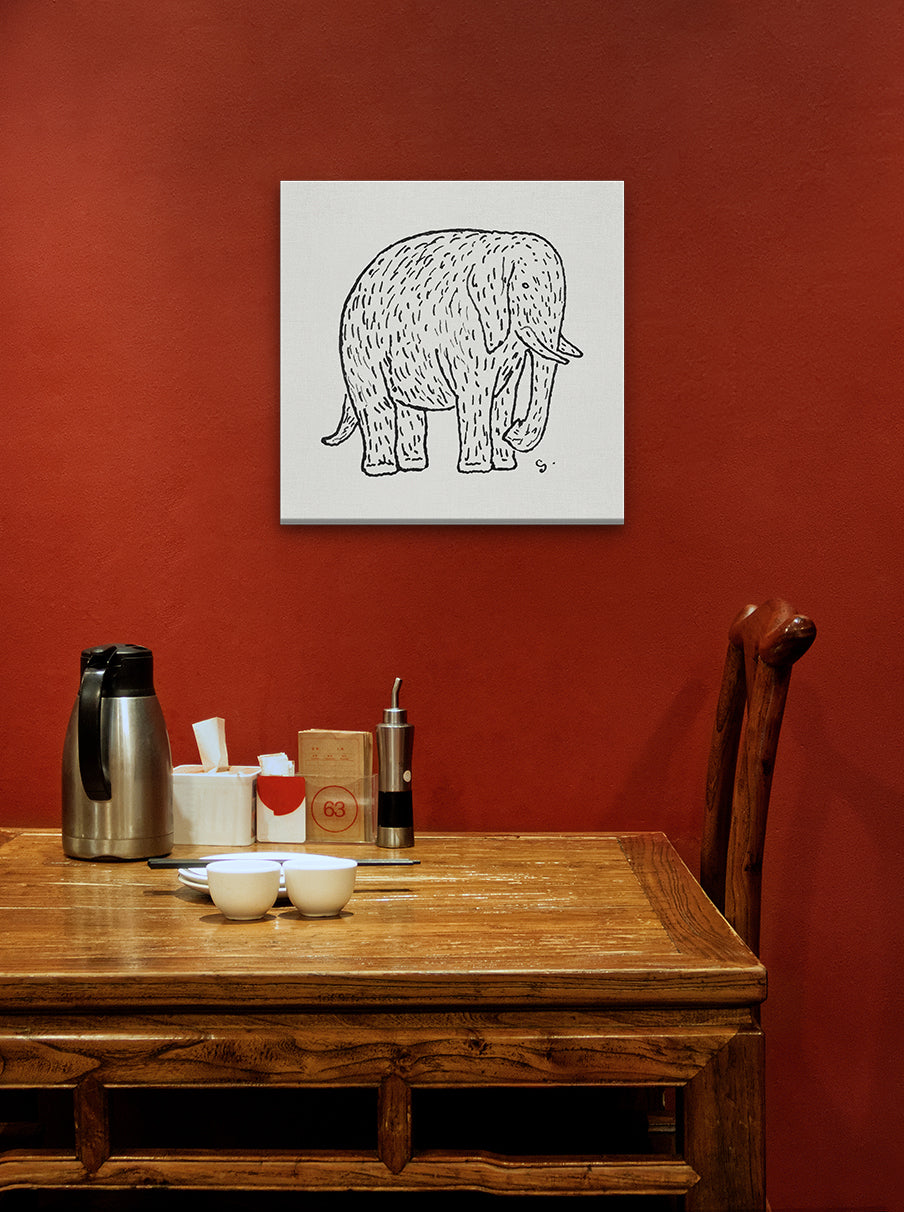 Elephant Painting 1 : 1 Square Premium Wall Art Canvas by MeriDeewar