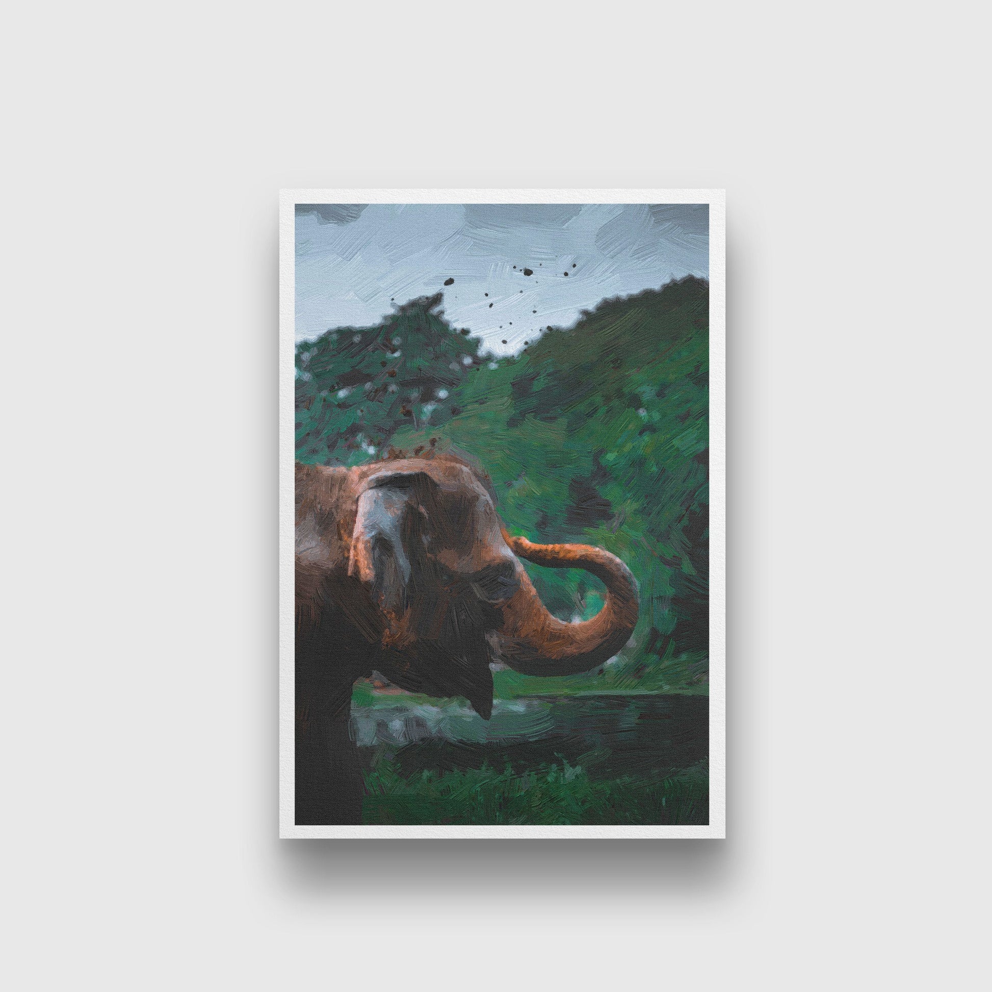 Elephant Painting - Meri Deewar 2 : 3 Vertical Premium Wall Art Canvas by MeriDeewar