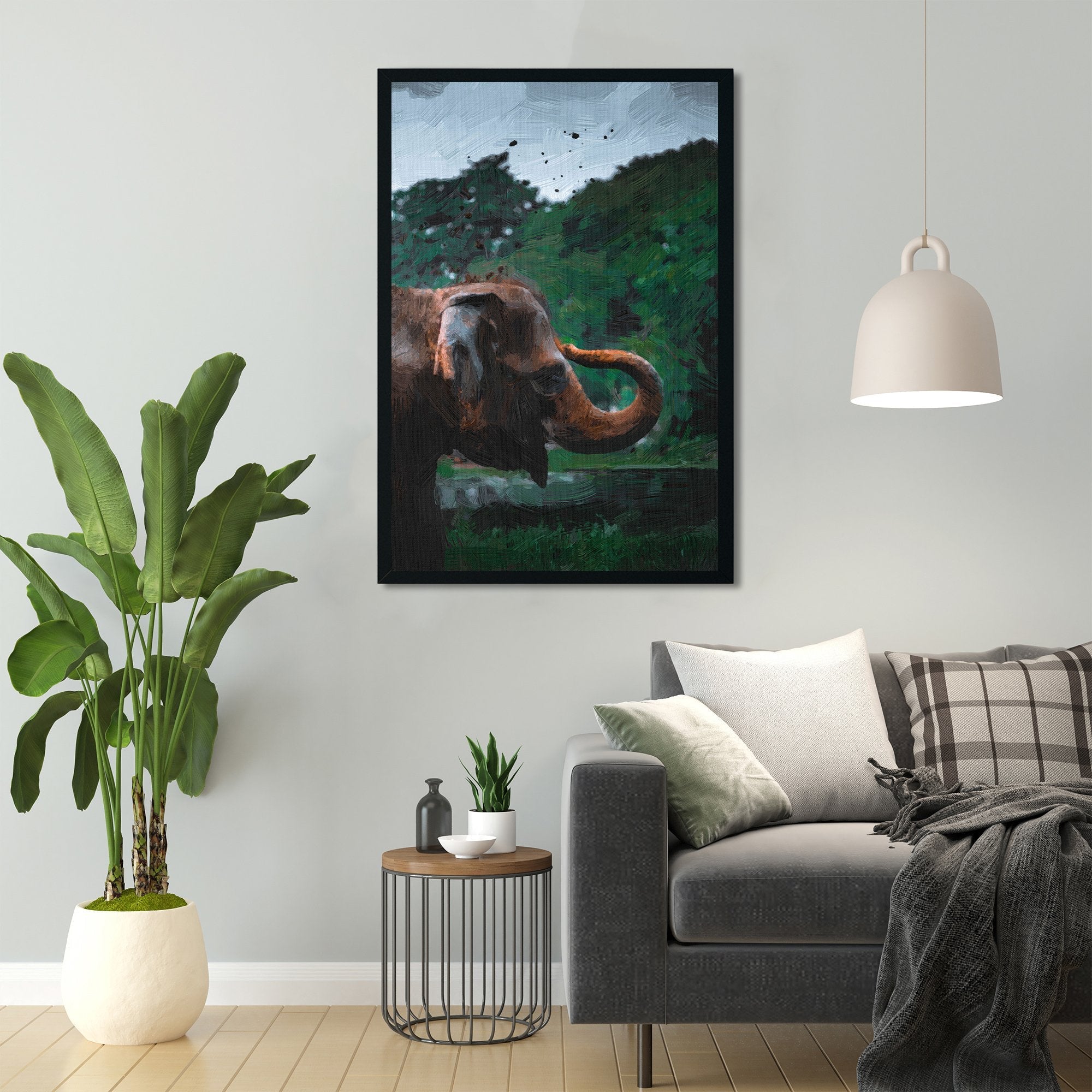Elephant Painting - Meri Deewar 2 : 3 Vertical Premium Wall Art Canvas by MeriDeewar
