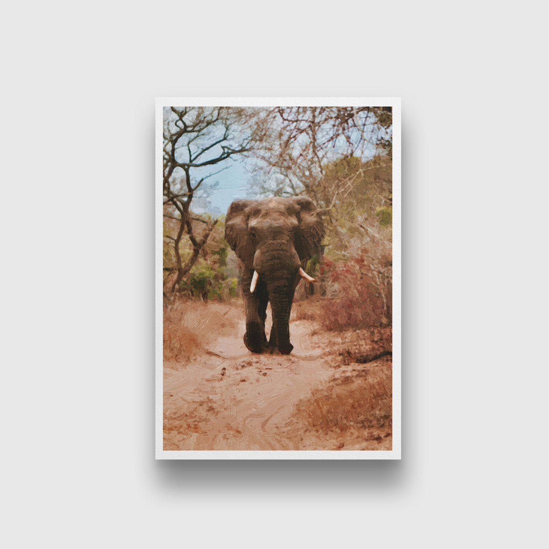 Elephant walking on forest Painting - Meri Deewar 2 : 3 Vertical Premium Wall Art Canvas by MeriDeewar