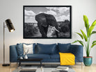 Elephants in black and white painting - Meri Deewar 3 : 2 Horizontal Premium Wall Art Canvas by MeriDeewar