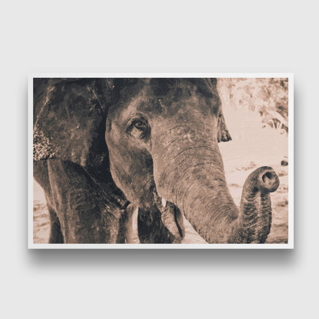 Elephants Painting - Meri Deewar 3 : 2 Horizontal Premium Wall Art Canvas by MeriDeewar