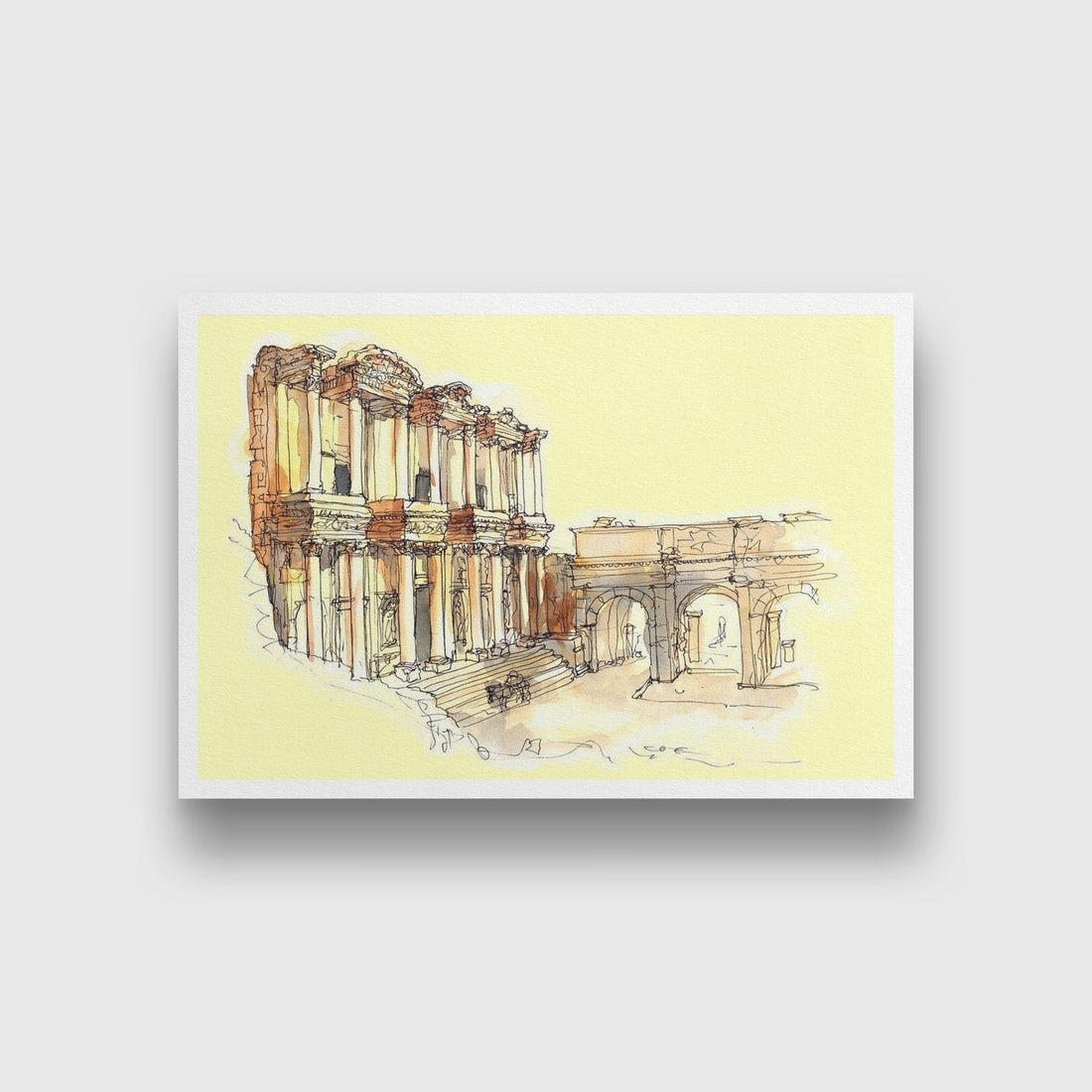 Ephesus Illustration Painting - Meri Deewar 3 : 2 Horizontal Premium Wall Art Canvas by MeriDeewar
