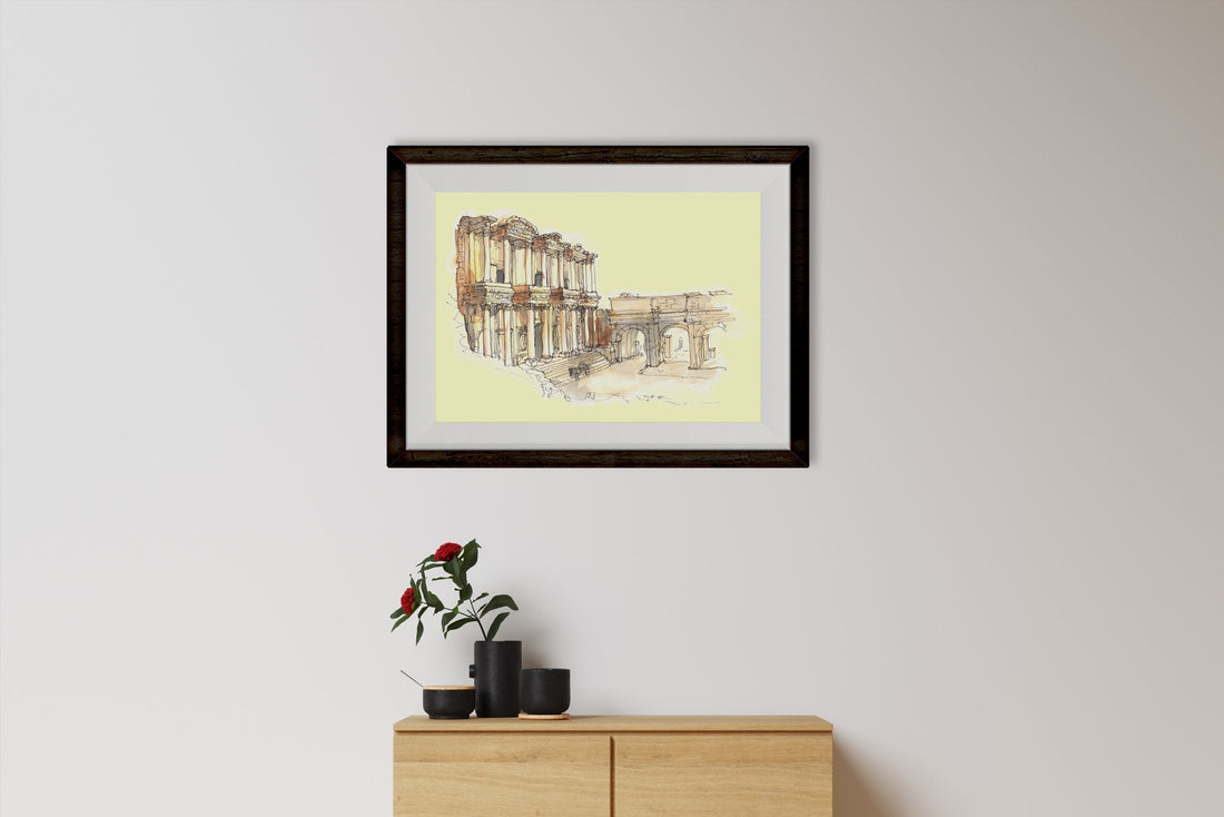 Ephesus Illustration Painting - Meri Deewar 3 : 2 Horizontal Premium Wall Art Canvas by MeriDeewar