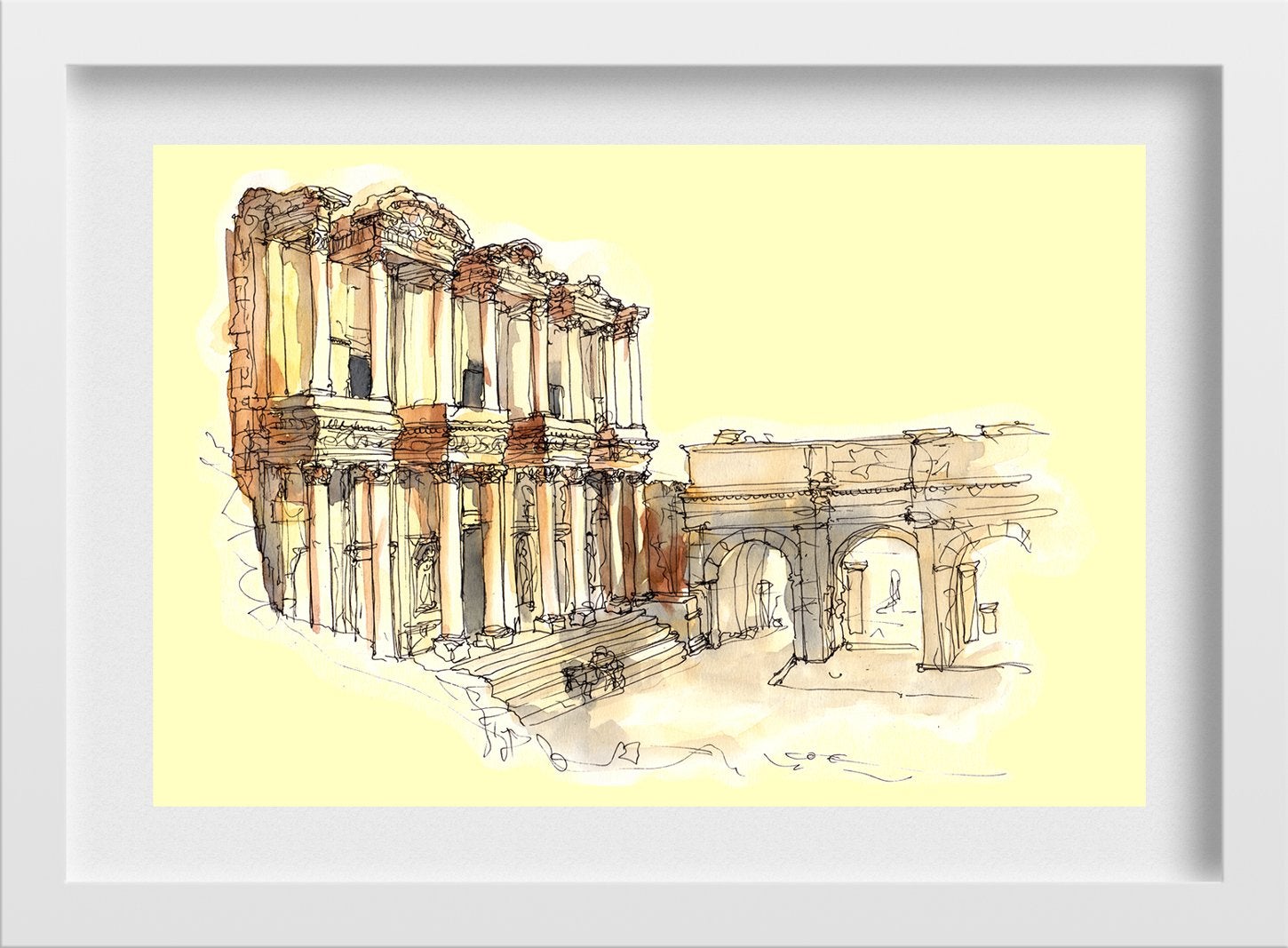 Ephesus Illustration Painting - Meri Deewar 3 : 2 Horizontal Premium Wall Art Canvas by MeriDeewar