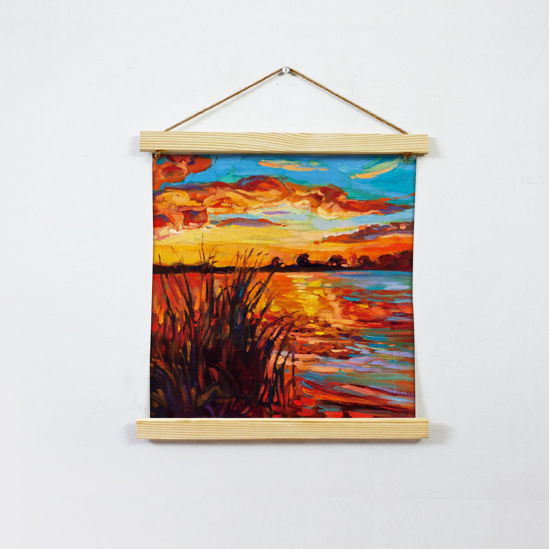 Evening By The Lake Wall Art Hanging Canvas Painting - Meri Deewar Hanging Canvas Premium Wall Art Canvas by MeriDeewar