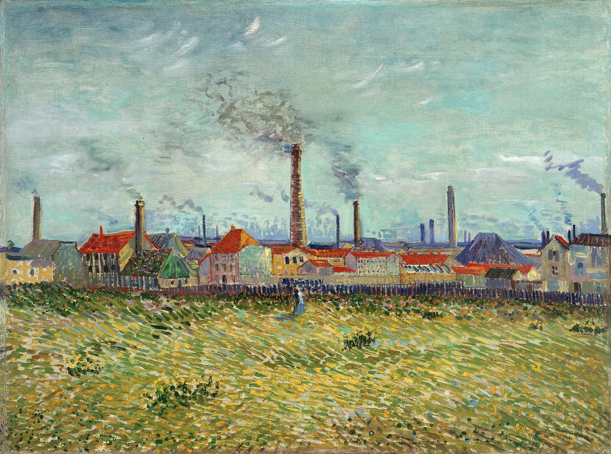Factories at Clichy (1887) famous painting 4 : 3 Horizontal Premium Wall Art Canvas by MeriDeewar