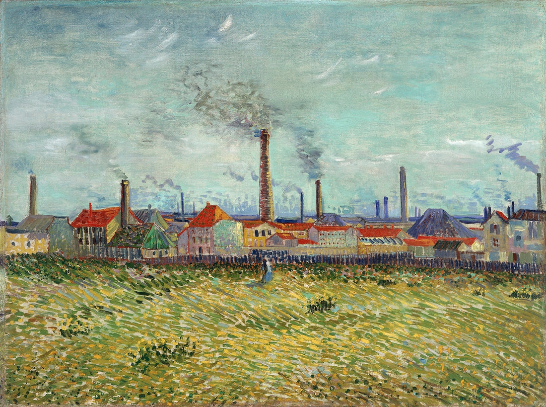 Factories at Clichy (1887) famous painting 4 : 3 Horizontal Premium Wall Art Canvas by MeriDeewar