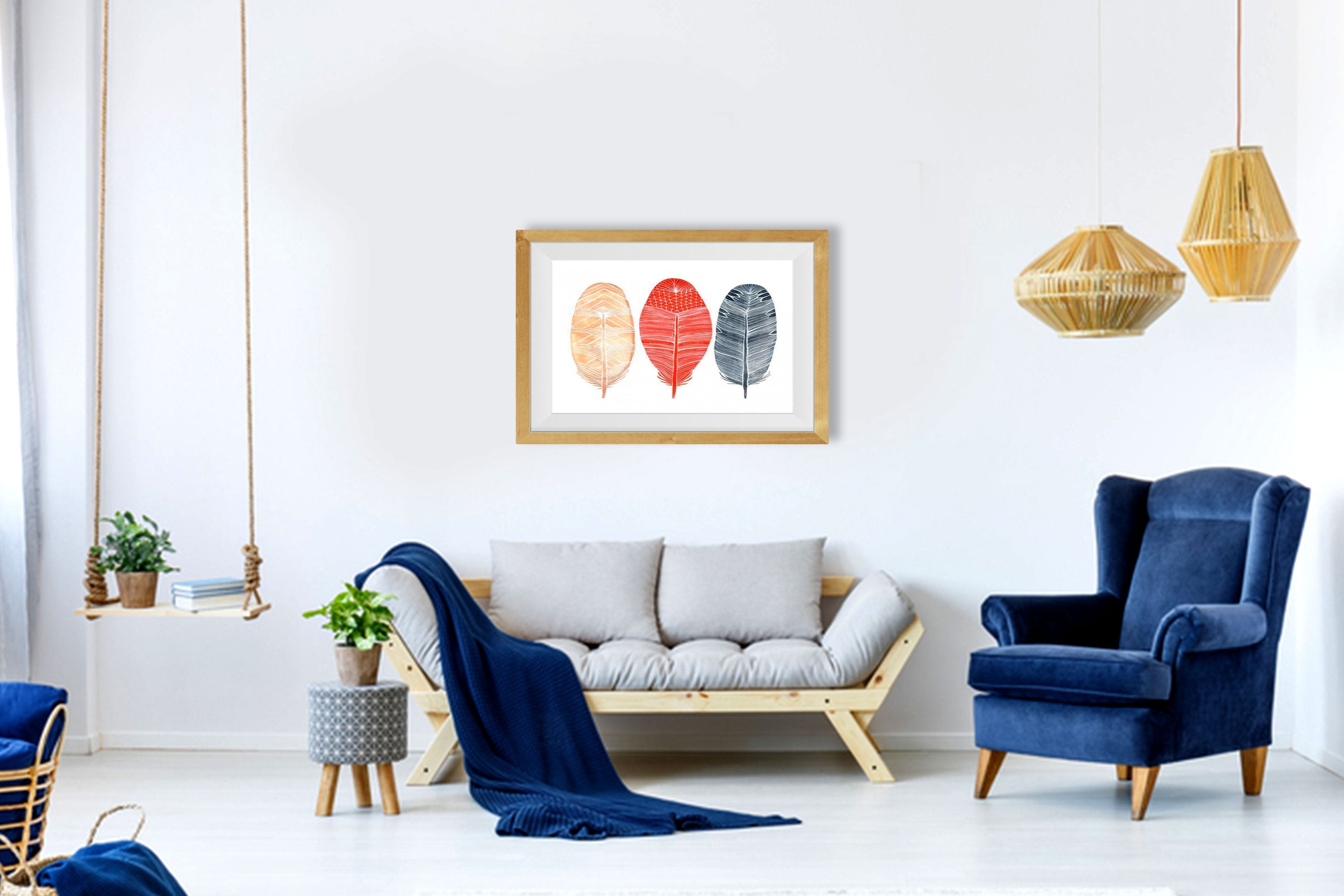 Feathers Painting Painting - Meri Deewar 3 : 2 Horizontal Premium Wall Art Canvas by MeriDeewar