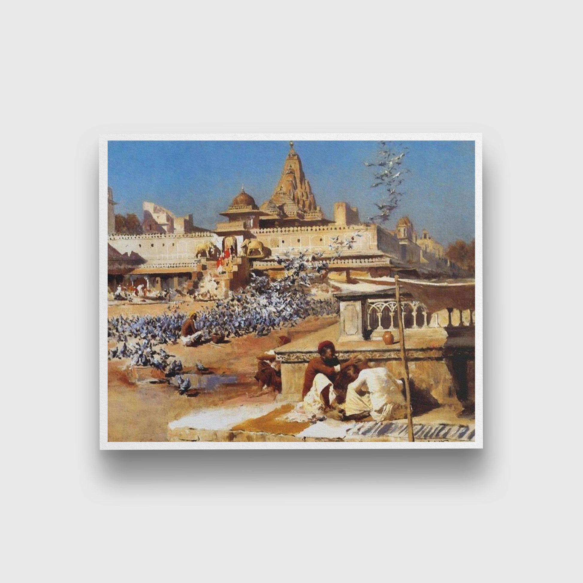 Feeding the sacred pigeons Painting - Meri Deewar 6 : 5 Horizontal Premium Wall Art Canvas by MeriDeewar