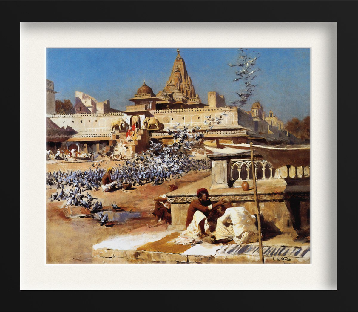 Feeding the sacred pigeons Painting - Meri Deewar 6 : 5 Horizontal Premium Wall Art Canvas by MeriDeewar