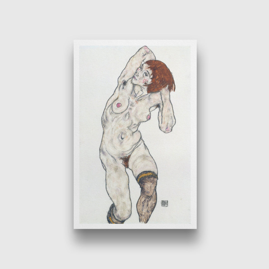 Female Nude with Black Stockings Painting - Meri Deewar 3 : 4 Vertical Premium Wall Art Canvas by MeriDeewar