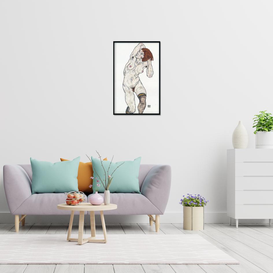 Female Nude with Black Stockings Painting - Meri Deewar 3 : 4 Vertical Premium Wall Art Canvas by MeriDeewar