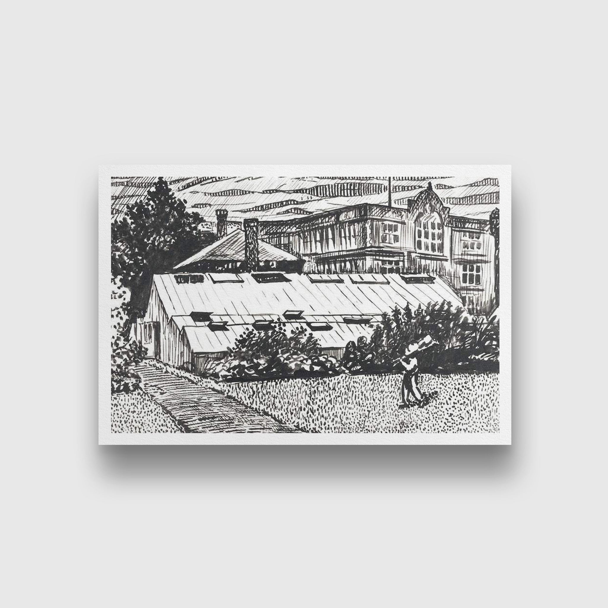Figure and Buildings drawing Henry Lyman Saÿen Painting - MeriDeewar 3 : 2 Horizontal Premium Wall Art Canvas by MeriDeewar