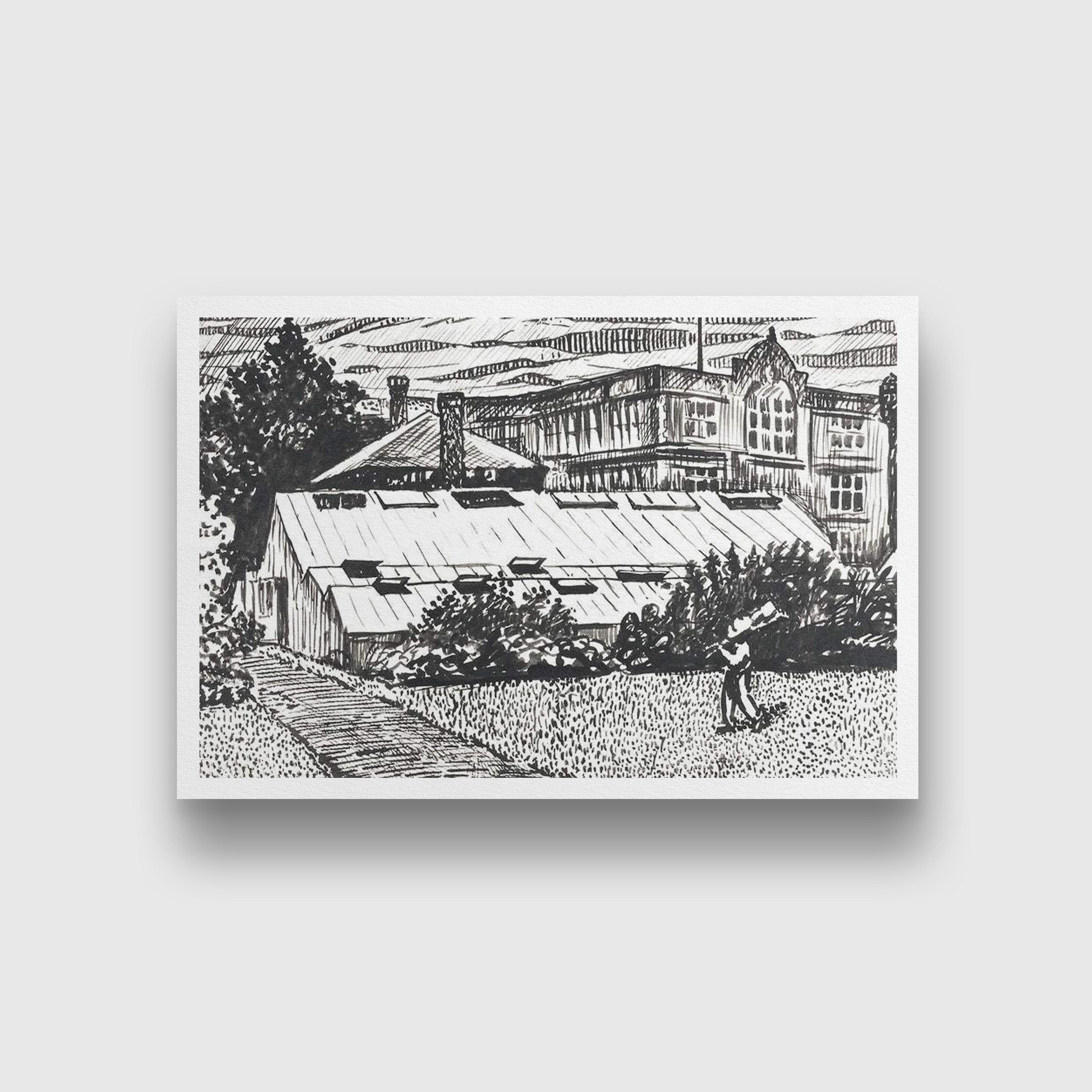 Figure and Buildings drawing Henry Lyman Saÿen Painting - MeriDeewar 3 : 2 Horizontal Premium Wall Art Canvas by MeriDeewar