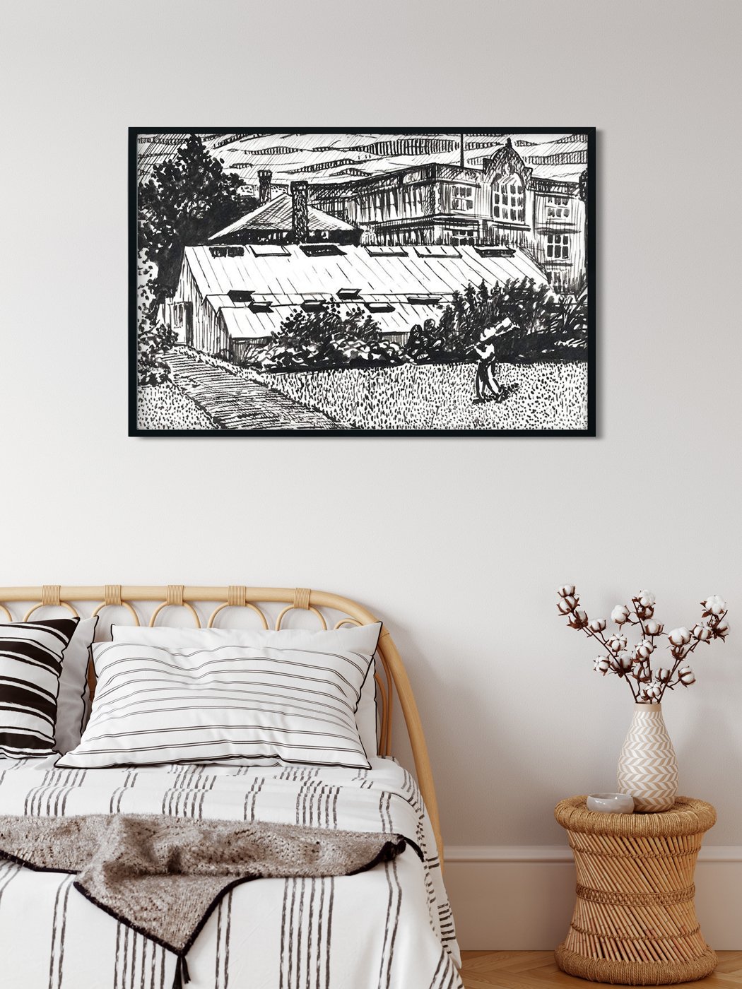 Figure and Buildings drawing Henry Lyman Saÿen Painting - MeriDeewar 3 : 2 Horizontal Premium Wall Art Canvas by MeriDeewar