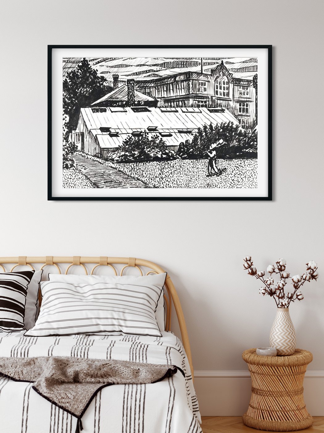 Figure and Buildings drawing Henry Lyman Saÿen Painting - MeriDeewar 3 : 2 Horizontal Premium Wall Art Canvas by MeriDeewar