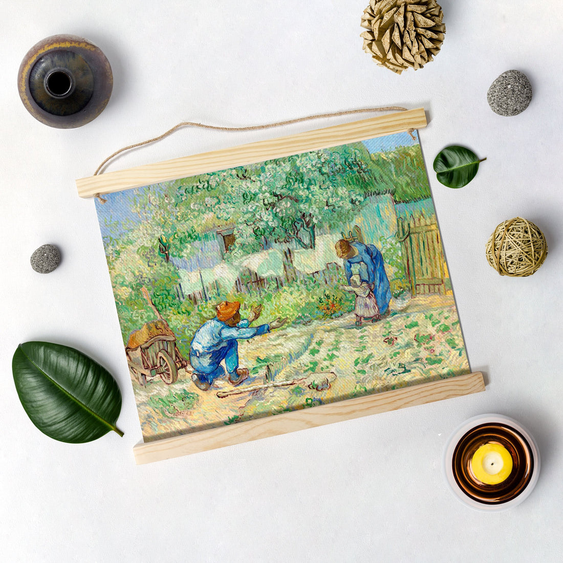 First Steps (After Millet). By Van Gogh Hanging Canvas Painting - Meri Deewar Hanging Canvas Premium Wall Art Canvas by MeriDeewar