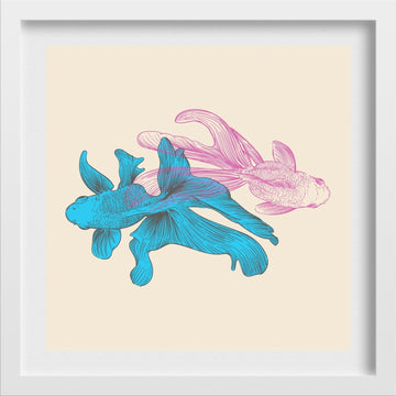 Fish Painting - Meri Deewar 1 : 1 Square Premium Wall Art Canvas by MeriDeewar