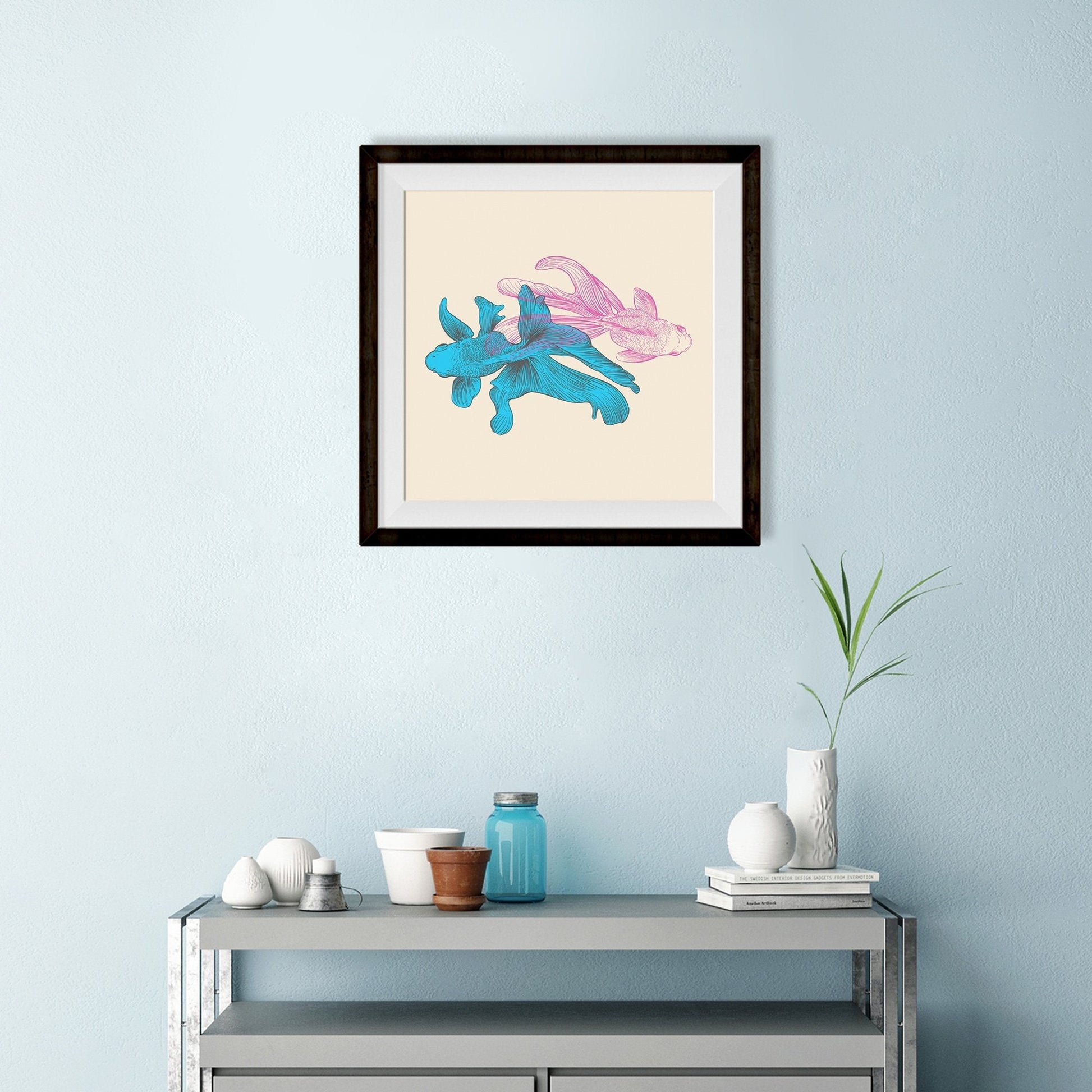 Fish Painting - Meri Deewar 1 : 1 Square Premium Wall Art Canvas by MeriDeewar