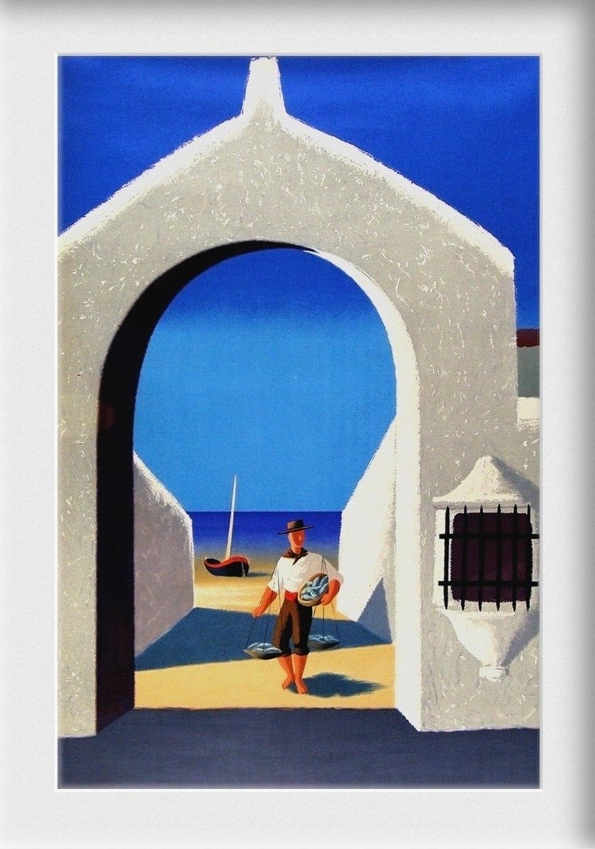 Fisherman from Spain vintage Art Painting - Meri Deewar 2 : 3 Vertical Premium Wall Art Canvas by MeriDeewar