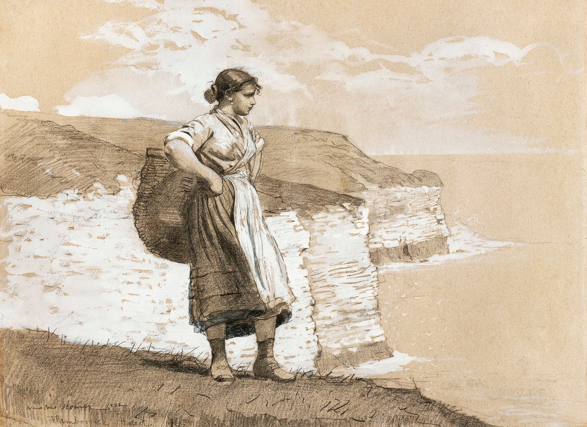 Flamborough Head painting - Meri Deewar 4 : 3 Horizontal Premium Wall Art Canvas by MeriDeewar