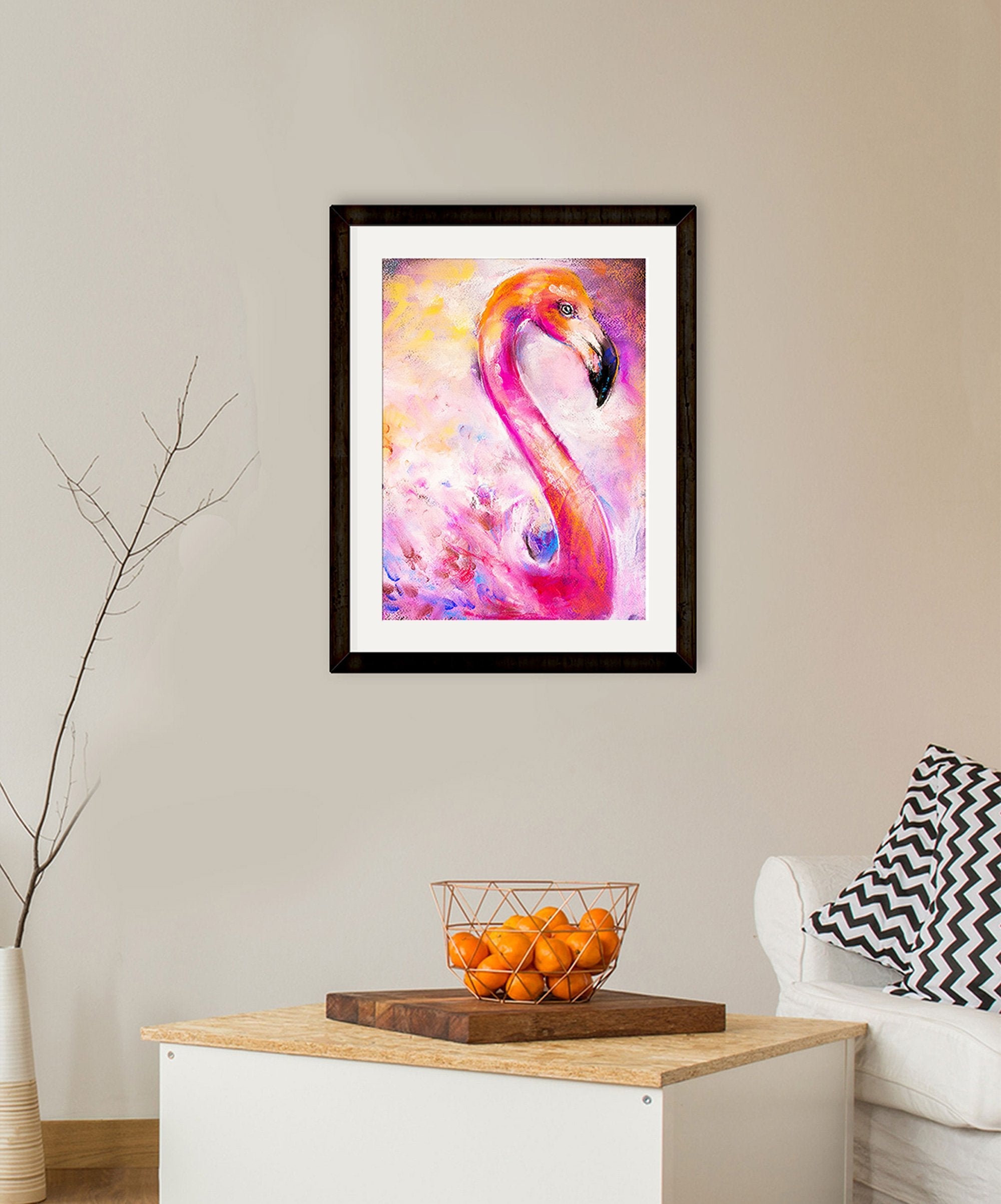 Flamingo Painting - Meri Deewar 2 : 3 Vertical Premium Wall Art Canvas by MeriDeewar