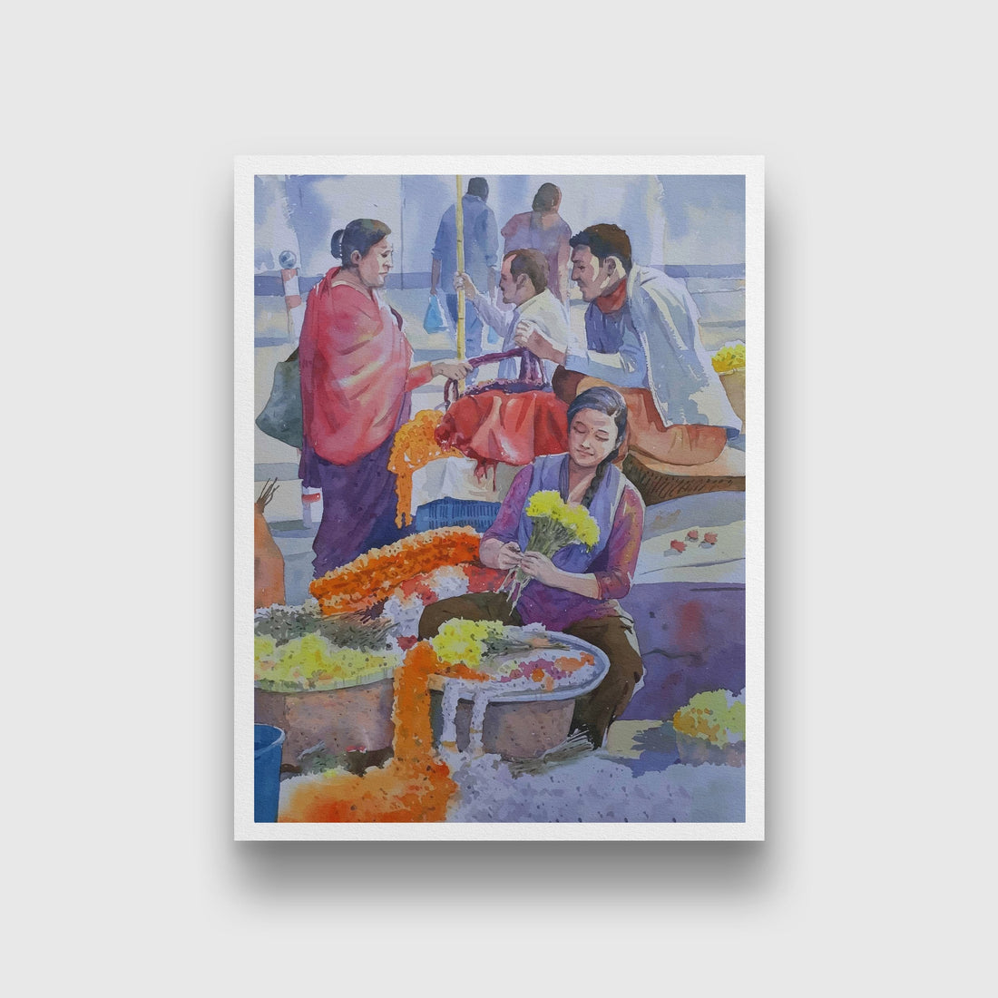 Flower market Kolkata Painting - Meri Deewar 3 : 4 Vertical Premium Wall Art Canvas by MeriDeewar