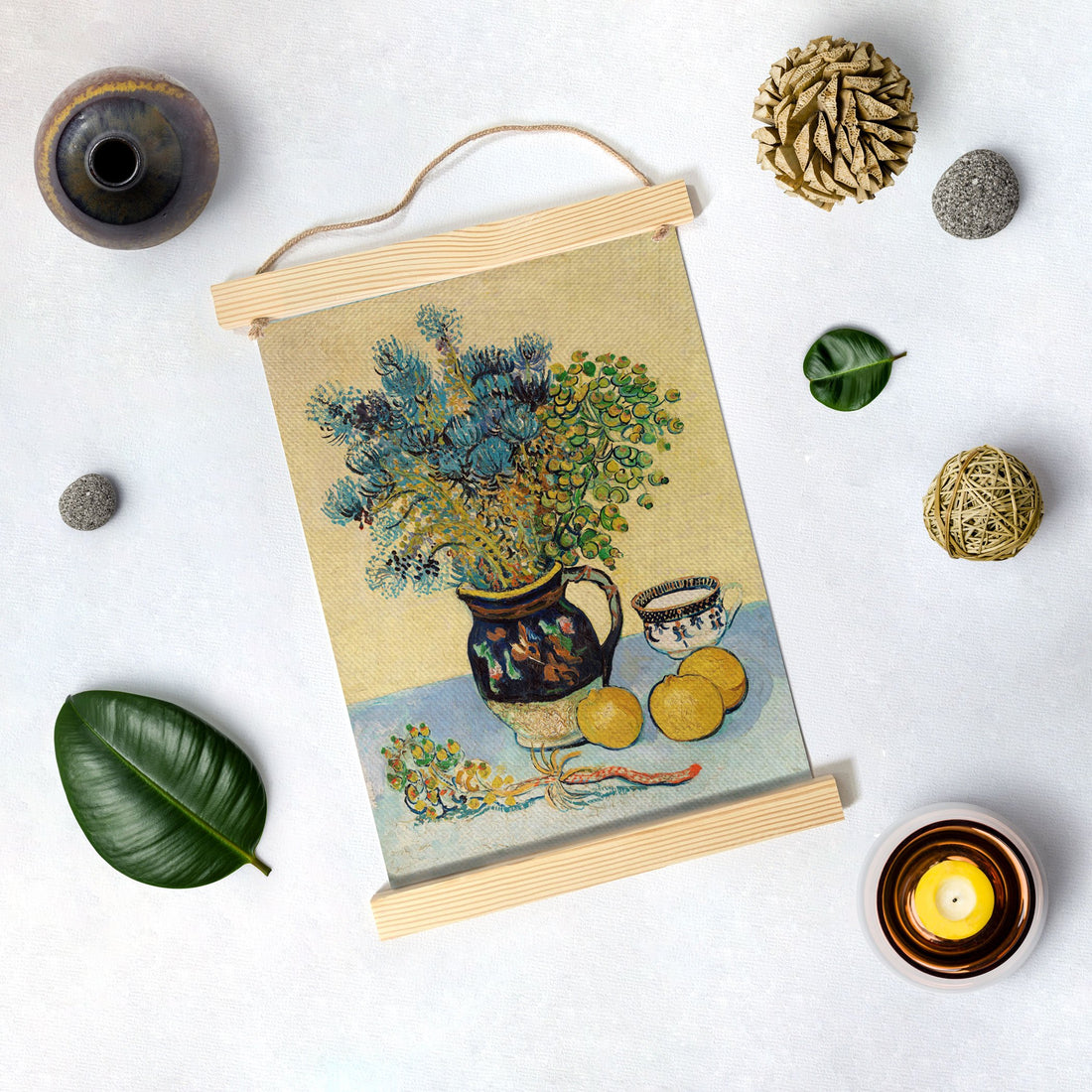 Flower Vase By Van Gogh Hanging Canvas Painting - Meri Deewar Hanging Canvas Premium Wall Art Canvas by MeriDeewar