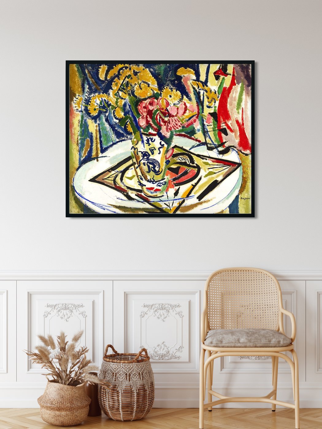 Flowers Henry Lyman Saÿen Painting - MeriDeewar 6 : 5 Horizontal Premium Wall Art Canvas by MeriDeewar