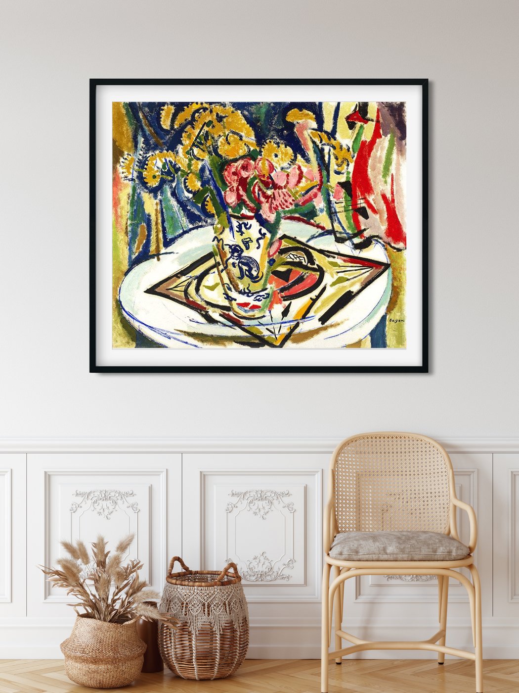 Flowers Henry Lyman Saÿen Painting - MeriDeewar 6 : 5 Horizontal Premium Wall Art Canvas by MeriDeewar