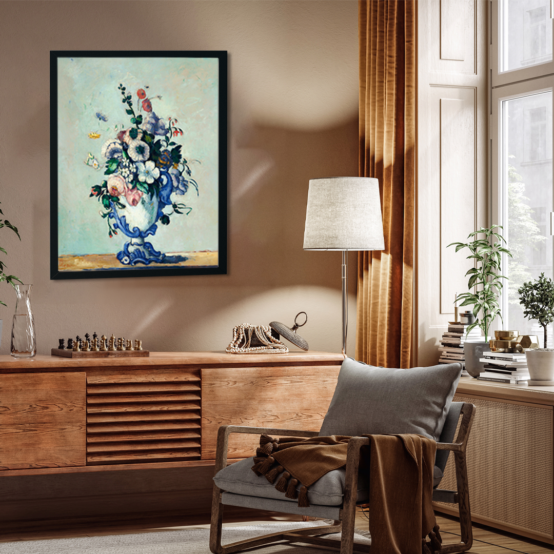 Flowers In A Rococo Vase Painting 3 : 4 Vertical Premium Wall Art Canvas by MeriDeewar