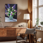 Flowers vase gouache Painting 2 : 3 Vertical Premium Wall Art Canvas by MeriDeewar