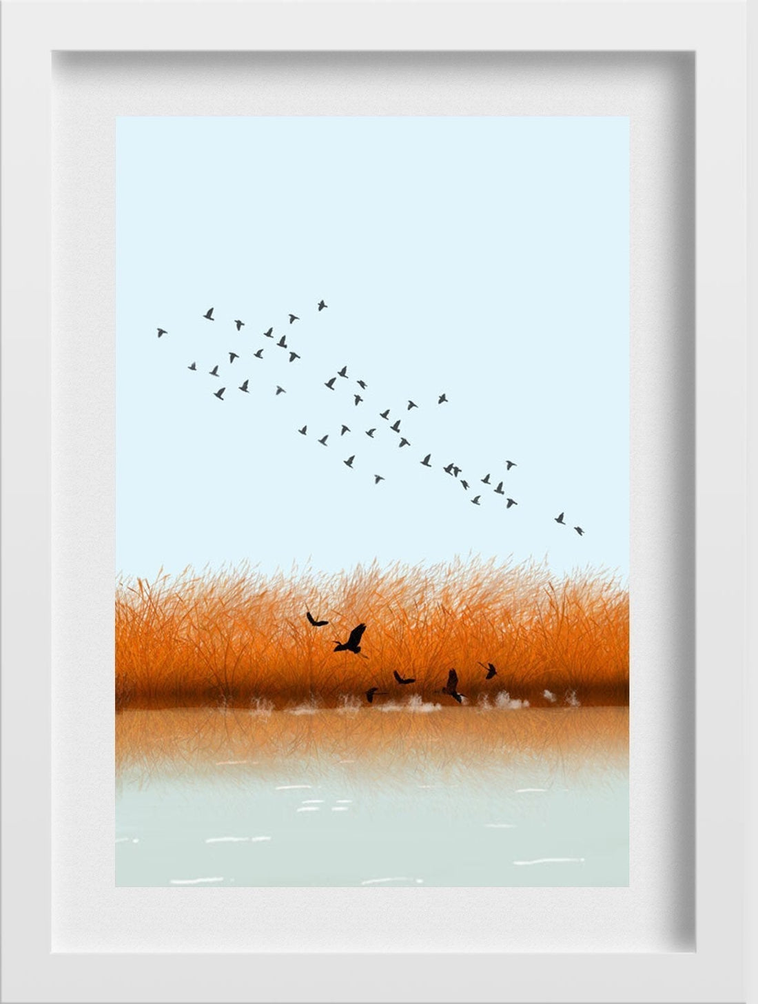 Flying Birds Artwork Painting - Meri Deewar 2 : 3 Vertical Premium Wall Art Canvas by MeriDeewar