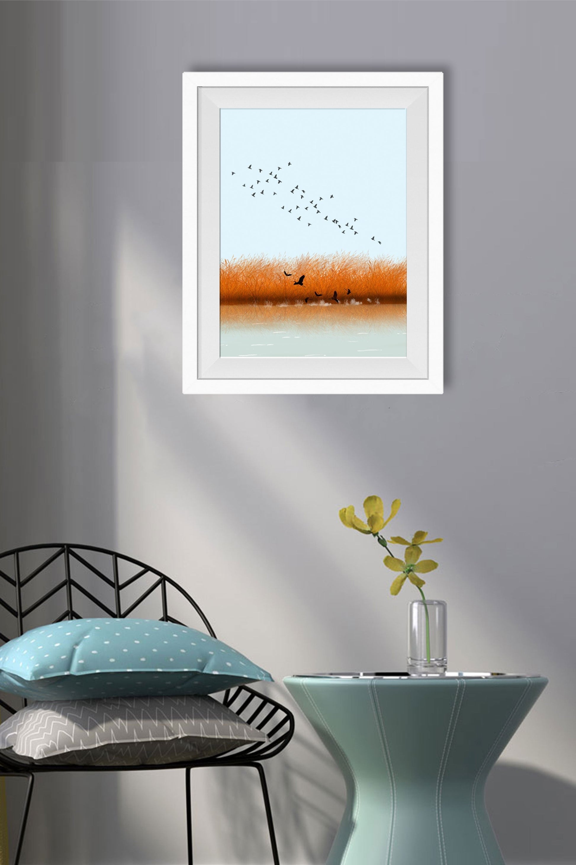 Flying Birds Artwork Painting - Meri Deewar 2 : 3 Vertical Premium Wall Art Canvas by MeriDeewar