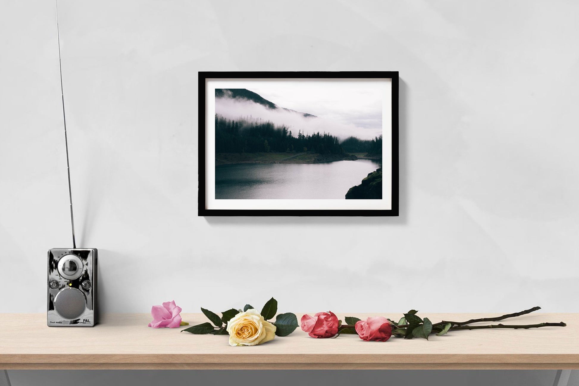 Fog by the lake Painting - Meri Deewar 3 : 2 Horizontal Premium Wall Art Canvas by MeriDeewar