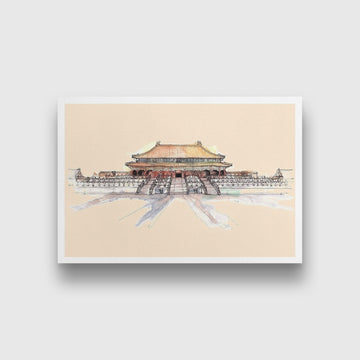 Forbidden City Illustration Painting - Meri Deewar 3 : 2 Horizontal Premium Wall Art Canvas by MeriDeewar