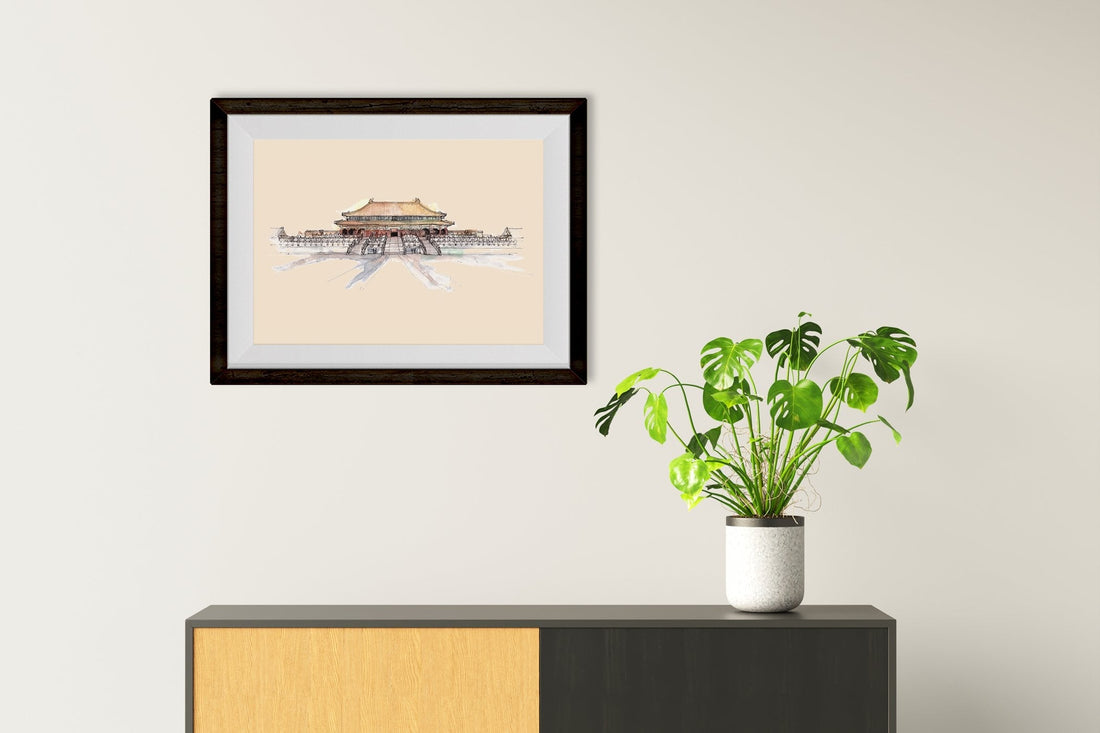 Forbidden City Illustration Painting - Meri Deewar 3 : 2 Horizontal Premium Wall Art Canvas by MeriDeewar