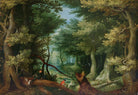 Forest Landscape With Stag Hunt Painting - Meri Deewar 3 : 2 Horizontal Premium Wall Art Canvas by MeriDeewar