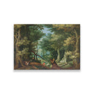 Forest Landscape With Stag Hunt Painting - Meri Deewar 3 : 2 Horizontal Premium Wall Art Canvas by MeriDeewar