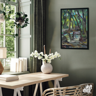 Forest River Oil Painting 2 : 3 Vertical Premium Wall Art Canvas by MeriDeewar