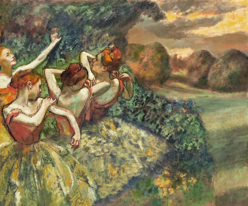 Four Dancers Painting - Meri Deewar 1 : 1 Square Premium Wall Art Canvas by MeriDeewar