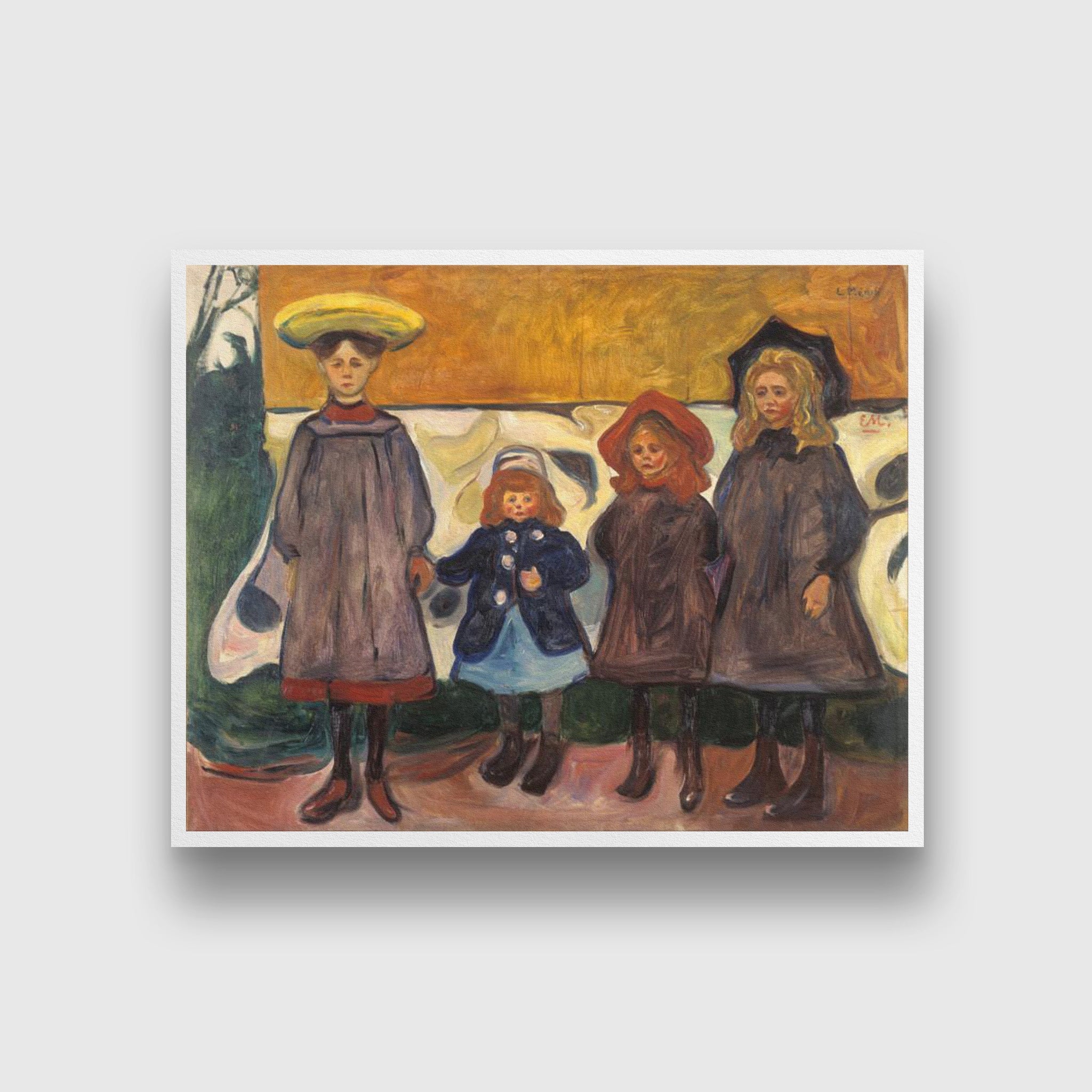 Four Girls in Asgardstrand Painting - Meri Deewar 4 : 3 Horizontal Premium Wall Art Canvas by MeriDeewar