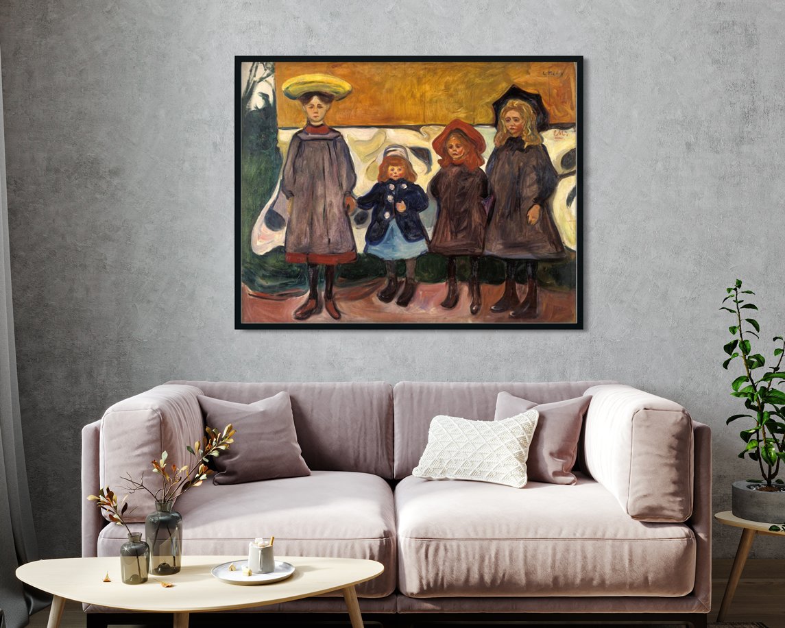 Four Girls in Asgardstrand Painting - Meri Deewar 4 : 3 Horizontal Premium Wall Art Canvas by MeriDeewar