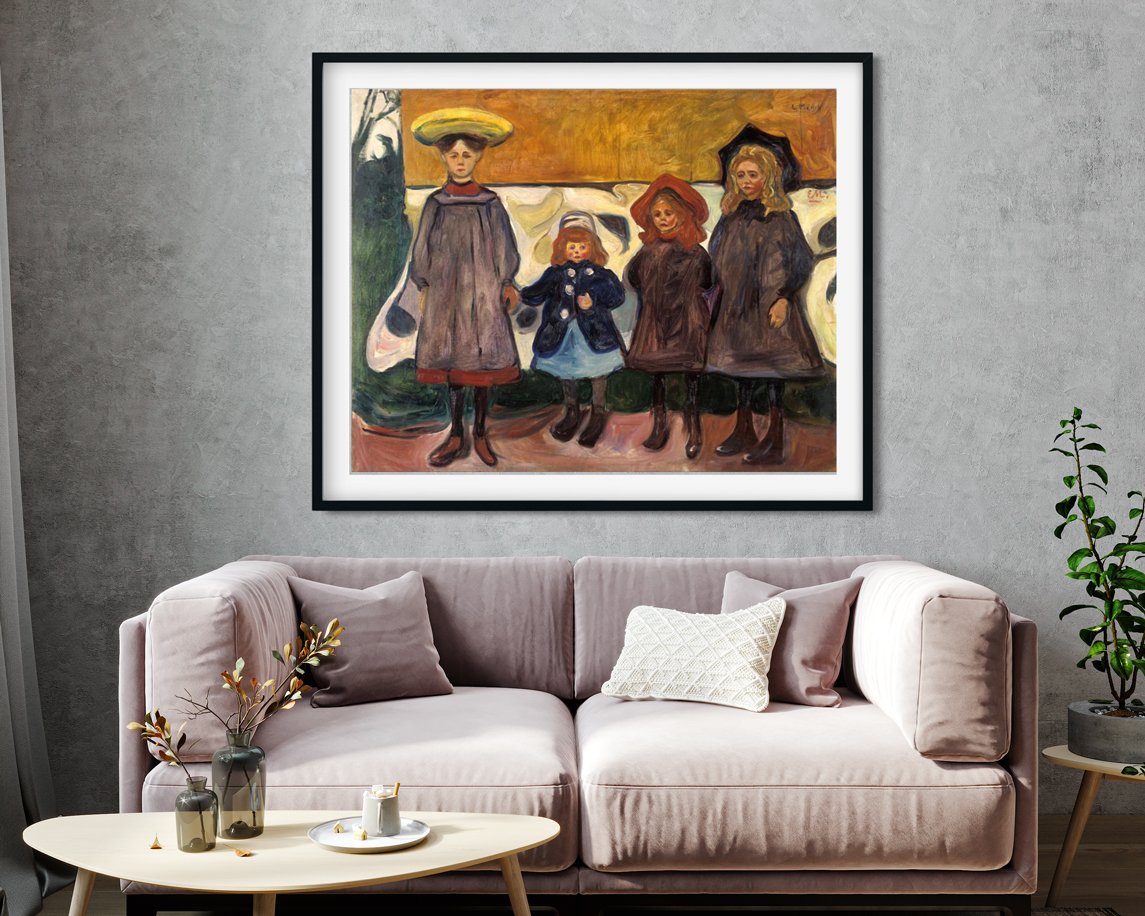 Four Girls in Asgardstrand Painting - Meri Deewar 4 : 3 Horizontal Premium Wall Art Canvas by MeriDeewar