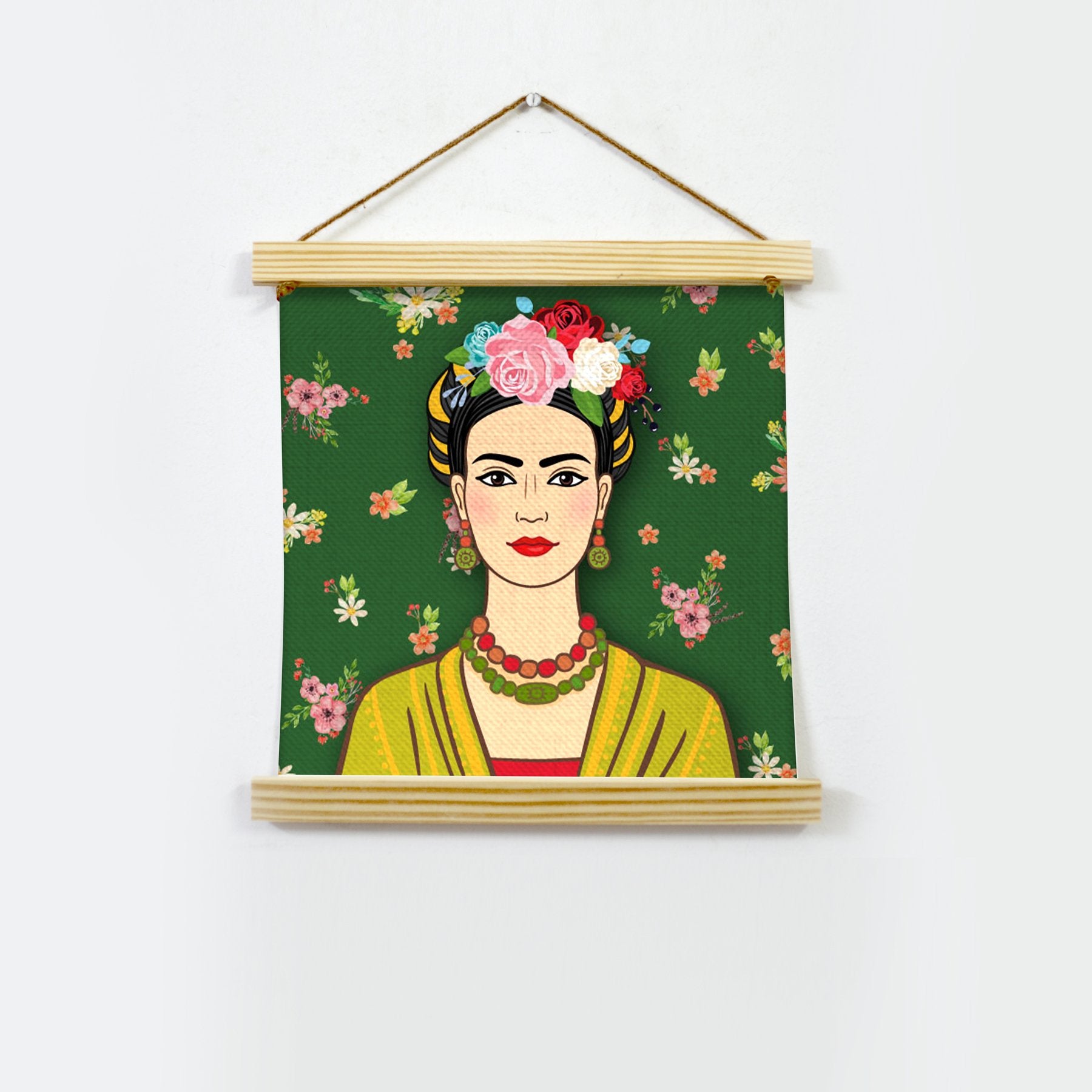 Frida Kahlo Artwork Hanging Canvas Painting - Meri Deewar Hanging Canvas Premium Wall Art Canvas by MeriDeewar